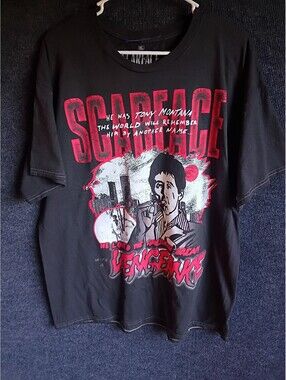Scarface Graphic T-Shirt XL Black Cotton Movie Print